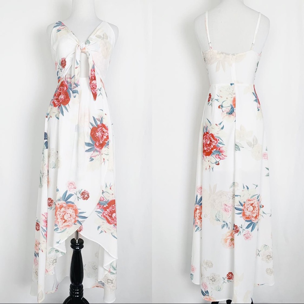 Asymmetrical Front Tie Goddess Dress - Picture 3 of 8